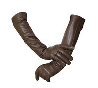ZouoYYii Damen Overellbow Lange Lederhandschuhe - Warmes Winterfutter Echtes Leder, CS5 Hellbraun, 8.5