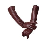 ZouoYYii Damen Overellbow Lange Lederhandschuhe - Warmes Winterfutter Echtes Leder, CS7 Weinrot, 8.5
