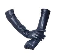 ZouoYYii Lange Lederhandschuhe für Damen, über Ellenbogen, warmes Winterfutter, echtes Leder, CS0 dunkelblau, 8.5