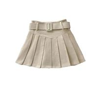 ZouoYYii Minirock für Damen im Frühjahr/Sommer, plissiert, für Studenten, Cord, einfarbig, Vintage-Stil, schmal, All-Match-Rock mit Gürtel, Aprikose mit Gürtel, 34
