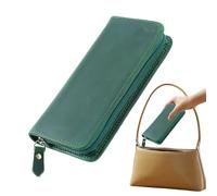 Zqkimzi Leather Pen Pouch, Vintage Pen Case, 8 Inches Stationery Holder with 3 Slots, Premium Leather Organizer, Pouch Supplies with Easy Access, Stationery Supplies for Travel Home Workplace