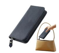 Zqkimzi Leather Pen Pouch, Vintage Pen Case, 8 Inches Stationery Holder with 3 Slots, Premium Leather Organizer, Pouch Supplies with Easy Access, Stationery Supplies for Travel Home Workplace