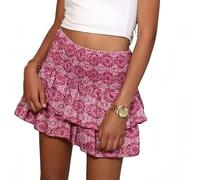 ZQUZEMS Faltenrock Vintage Leopard Print Kurze Röcke Hohe Taille Plissee Mini Rock Casual Rüschen Rock-Fa176-5-Xs