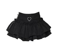 ZQUZEMS Kurzer Rock Kawaii Mini Rock Frau Sommer Lolita Hohe Taille Süßer Rock Mädchen Kurzer Rock-Schwarz-M