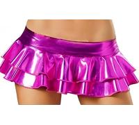 ZQUZEMS Kurzer Rock Rock Shiny Bodycon Micro Mini Party Clubwear Kurzer Rock-Rosenrot-Einheitsgröße