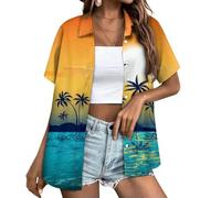 ZQUZEMS Women's Hawaiian Shirt Hawaii -Stil Mode Frauen Grundlegende Freizeitpersonal -Single Breasted Shits
