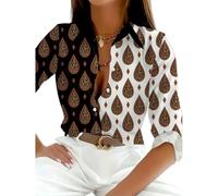 ZQUZEMS Women's Hawaiian Shirt Langarm -Tops Single Breasted Shirts 3D Printed Vintage Bluses-B25SLCZ12913471-Xl
