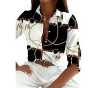 ZQUZEMS Women's Hawaiian Shirt Langarm -Tops Single Breasted Shirts 3D Printed Vintage Bluses-B25SLCZ129134711-Xl