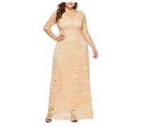 ZRYAZQ Abendkleider Elegant Für Hochzeit Große Größen Hochzeitsgast Kleid Damen Lang Spitze 3/4 Ärmel Cocktailkleid Damen Für Mollige Maxi Silvester Kleid Festlich Ballkleid Übergröße mit Taschen
