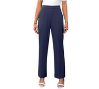 ZRYAZQ Anzughose Damen High Waist Lang Straight Hose Damen Elegant Business Marlenehose Büro Hosen Sommer Reißverschluss Hinten Damenhosen Baggy Sommerhose Leicht Bequeme Freizeithose Sommerhosen