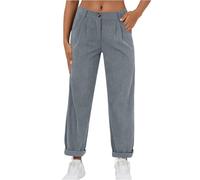 ZRYAZQ Cordhose Damen Gerades Bein Lang Cord Hosen Damen High Waist Baggy Hose mit Knopfleiste Elegant Damenhosen Elastisch Bund mit Taschen Marlenehose Kuschelige Freizeithose Frauen Einfarbig