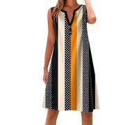 ZRYAZQ Damen Kleider Sommer Ärmellos Boho Lang Sommerkleid Damen Midi V Ausschnitt mit Knopfleiste Sommerkleider Leicht Und Luftig Leinenkleid Sommer Elegant Boho Kleid Frauen Locker Blumen Midikleid