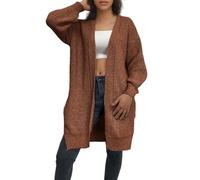 ZRYAZQ Damen Strickjacke Lang Grobstrick Strickjacken Elegant Langarm Winter Mantel Mittellang mit Schlitz Strickmantel Dicke Warme Wintermantel Longstrickjacke mit Schalkragen Cardigan mit Taschen