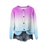 ZRYAZQ Damen Strickjacke mit Knöpfen Elegant Pullover & Strickjacken Für Damen Winter Warm Cardigan Grob Strick Farbverlauf Strickmantel Winter Damenstrickjacke Rundhals Strickcardigan Herbstmantel