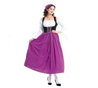 ZRYAZQ Dirndl Damen Lang mit Bluse Oktoberfest Damen Outfit Dirndl-Komplettsets Maxi Trachtenkleid Elegant Langarm Oktoberfest Kleidung Frauen inkl. Dirndlbluse Dirndlkleid und Kopftuch Trachtenmode