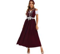 ZRYAZQ Dirndl Lang Damen Festlich Maxi Dirndl-Komplettsets Trachtenkleid Damen Lang Set Ohne Schürze Oktoberfest Outfit Frauen Kleider mit Spitze Dirndlkleid inkl. Dirndlbluse und Kopftuch