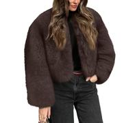 ZRYAZQ Felljacke Damen Kurz Kunstpelz Winterjacke Damen Warm Flauschig Pelzjacke Elegant Kunstfell Wintermantel Pelz Bauchfrei Jacke Winter Fell Cropped Pelzmantel Winter Fleece Warme Fellmantel