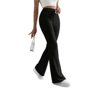 ZRYAZQ Hosen Damen Rippstrick Lang Flared Strickhose Einfarbig Bequeme Schlaghose Elegant High Waist Strick Hose Elastisch Bund Lang Damenhosen Eng Schlaghosen Frauen Schmal Stylische Freizeithose