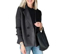 ZRYAZQ Jacke Damen Winter Kurz Elegant Übergangsjacke Business Herbstjacke Damen Patchwork Zweireihig Mantel Übergang Wollmantel Frauen Kurz Trenchcoat Revers Winter Damenjacken Damenmantel