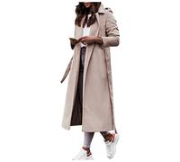 ZRYAZQ Mantel Damen Trenchcoat Lang Wollmantel Damen Winter Elegant Wintermantel Damen Warm mit Gürtel Übergangsjacke Damen Langer Damenmantel Reverskragen Einfarbig Wintercoat Casual Winterjacke