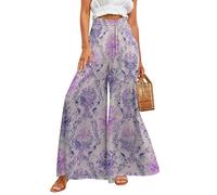ZRYAZQ Sommerhose Damen Lang Blumen Weit Hosen Damen Sommer Elegant Weites Bein Gemustert Palazzo Hose Sommer Boho High Waist Mit Gummibund Sommerhosen Leicht Und Luftig Damenhosen mit Kordelzug