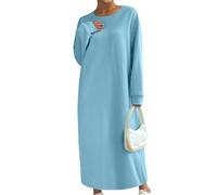 ZRYAZQ Sweatkleid Damen Lang Grosse Grössen Langarm Pulloverkleid Oversize Maxi Winterkleid Elegant Sweatshirtkleid Winter Für Mollige Lange Herbstkleid Rundhals Frauen Kleid Einfarbig Longpullover