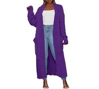ZRYAZQ Warme Strickjacke Damen Lang mit Zopfmuster Strickjacken Damen Winter Dicke Strickmantel Warm Grobstrick Strickjacke mit Taschen Longstrickjacke Lange Cardigan mit Schalkragen Wintermantel