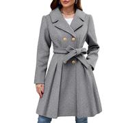 ZRYAZQ Wintermantel Damen Elegant A Linie Mantel Damen Winter Warm Lang Wollmantel mit Gürtel Trenchcoat Lange Winterjacke Revers Zweireihig Übergangsmantel mit Taschen Damenmantel Winter Mäntel