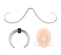 ZS 16G 14G Schnurrbart Septum Ringe, Edelstahl Buffalo Horseshoe Nasen Septum Ringe, Septum Schnurrbart Aufhänger Piercing Schmuck (14g,Silber)