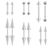 ZS 16G/18G Dorn Knorpel Tragus Helix Piercing, Edelstahl Dorn Ohrstecker Innengewinde Gekrümmte Hantel Nasensteg Ringe Schlangenbiss Piercing Schmuck für Damen Herren, 18g,L:8mm, Edelstahl, Kein