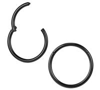 ZS 2 Stück ASTM F136 Titan 6/7/8/9/10/12/14mm Knorpel Tragus Helix Ohrring Hoop 20G 18G 16G Lippenringe Nasenringe Septum Conch Piercings Schmuck (18g/Schwarz/14mm)