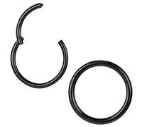 ZS 2 Stück ASTM F136 Titan 6/7/8/9/10/12/14mm Knorpel Tragus Helix Ohrring Hoop 20G 18G 16G Lippenringe Nasenringe Septum Conch Piercings Schmuck (16g/Schwarz/8mm)