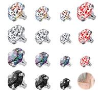 ZS Dermal-Piercing-Schmuck aus Edelstahl, 16 G, 2,5/3/4 mm, Diamant-CZ, Dermal-Anker-Top, Hautpiercing, Schmuck für Männer und Frauen, 15 Stück, Edelstahl, Zirkonia