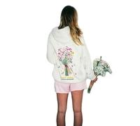 ZSHDTKWB Kapuzenpullover Damen 2024 Europäischen Code Damen Falls Schulterhülle Schneckenstreitmarke Brand-Sweater Mit Hoodie Xs-5x Anschließen-weiß-s