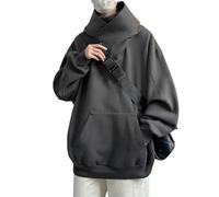 ZSHDTKWB Kapuzenpullover Damen Herbst Farbe Turtleneck Hoodies Für Männer Vintage Sweatshirts Hip Hop Japanische Streetwear Oversized Hoodie-dunkelgrau-m(40-52 5kg)