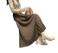 ZSHDTKWB Langer Rock Damen Elegante Schicke Plissee Röcke Für Frauen Herbst Winter Vintage All-Match A-line Frau Hohe Taille Lange Röcke-Kaffee-m