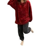 ZSHDTKWB Pyjama Damen Winter Frauen Pyjamas Set Nachtwäsche Samt 2 Stück Hose Home Anzug Flauscher Lässiger Warme Nachtkleidung-c04-xxl (70-85 Kg)