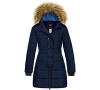 ZSHOW Mädchen Winter Warm Puffer Mantel Wasserabweisend Outdoor Jacke Baumwolle Gepolsterte Jacken Kunstpelz Kapuzenmäntel Dunkelblau 122-128