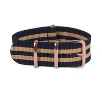 zssmGood 18mm/20mm/22mm Armband NATO Nylon Uhrenarmband-Rose Gold Buckle One-Piece-Uhrenarmband Navy + Beige, 20mm