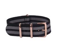 zssmGood 18mm/20mm/22mm Armband NATO Nylon Uhrenarmband-Rose Gold Buckle One-Piece-Uhrenarmband Schwarz + Grau, 20mm