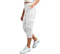 ZTFYKLIN Bluse Damen Damen-Cargohose Mit Bund, Leicht, Sommerlich, Lässig, Zum Wandern Geeignet, Kurze Hose (White, XXL) Cartoon Viskose Top Damenbluse Weiss Langarm Goldenes Oberteil Leinenhemd