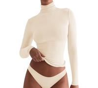 ZTFYKLIN Bluse Kurzarm Damen New Advanced Sense Slim Fashion Pure Wind High Neck Base Top (Beige, M) Leinen Sommer Tshirt Sommerbluse Große Größen Beige Elegant Aesthetic Kleidung Weißes Samt