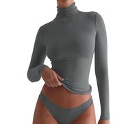 ZTFYKLIN Bluse Kurzarm Damen New Advanced Sense Slim Fashion Pure Wind High Neck Base Top (Grey, M) T Shirt XXL Sommer Hemd Oberteil Braun Große Größen Leinen Oberteile Layering Tunic Tee