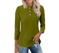 ZTFYKLIN Blusenshirt Damen Stehkragen 3/4 Ärmel Tops Freizeithemden Basic T-Shirts Tunika Bluse Winter Frühling Trendy (Brown, XXXL) Line Dance T-Shirt Sexy Pullover Shirts & Blusen Gelbes