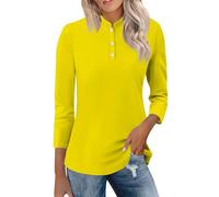 ZTFYKLIN Blusenshirt Damen Stehkragen 3/4 Ärmel Tops Freizeithemden Basic T-Shirts Tunika Bluse Winter Frühling Trendy (Yellow, M) Vokuhila Cartoon Shirt Sommer Elegant Kleid Stern Weiße Große