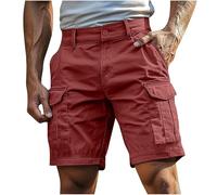 ZTFYKLIN Cargohose Herren Kurz Cargo Shorts Baumwolle Mit Reißverschluss Und Knopf Mehrere Taschen Kurze Hosen Bermuda Cargoshorts Outdoor Arbeitsshorts (Red-A, Xl)