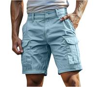 ZTFYKLIN Cargohose Herren Kurz Cargo Shorts Baumwolle Mit Reißverschluss Und Knopf Mehrere Taschen Kurze Hosen Bermuda Cargoshorts Outdoor Arbeitsshorts (Sky Blue-A, Xl)