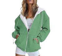 ZTFYKLIN Damen Sale Mode Gradienten Druck Casual Tasche Langarm Jacke Nette Kordelzug Hoodie Zipper Frauen Mit Kapuze Sweatshirt Strickpullover Gestreift Damen Shirts Somm 2024 Angebote Häkelpulli