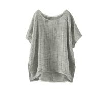 ZTFYKLIN Damenblusen Langarm Sommerliches, Einfarbiges, Locker Sitzendes Leinentop Für Damen Mit Kurzen Ärmeln (Grey, XXXL) Boho Bluse Oversize Langarmshirt Groesse M Pieces T Shirt Longbluse