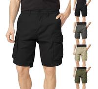 ZTFYKLIN Kurze Cargohose Herren Cargo Shorts Baumwolle Mit Reißverschluss Und Knopf Mehrere Taschen Hosen Bermuda Cargoshorts Outdoor Arbeitsshorts (Black-B, L)